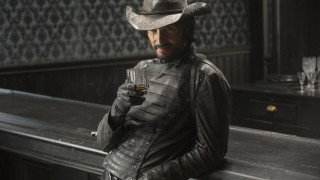 Cowboy man wine bar black - a black wall free wallpaper