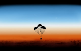 Parachutes desert sunset stars matte - matte painting concept art free wallpaper