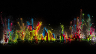 Colorful abstract city night lights - crayon art free wallpaper