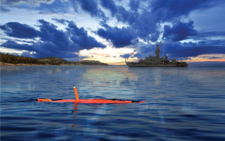 Ocean boat ship clouds sky - a boat floating free wallpaper