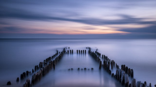 Long exposure pier sunset ocean - arie smit free wallpaper for desktop