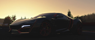 Black sports car sunset red - the front of the car free wallpaper