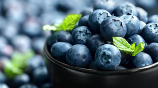 Blueberries bowl green leaves blue - blueberry free wallpaper for desktop