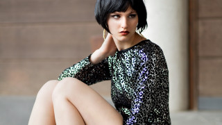 Woman leopard dress black hair - a ledge free wallpaper