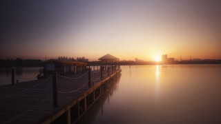 Pier sunset building dock cityscape - a dock in the foreground free wallpaper
