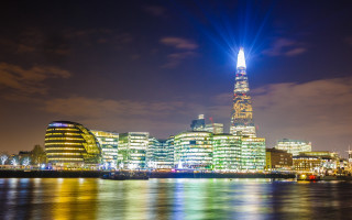 City skyline night light holography - the building free wallpaper for desktop