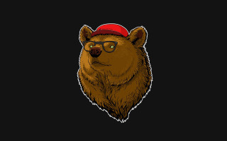 Bear redhat glasses character portrait - a red cap free wallpaper