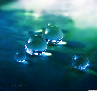 Three water droplets floating on - free rain wallpaper for tablet