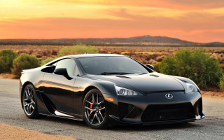 Black sports car mountain sunset 2 - the side of the road free wallpaper for desktop