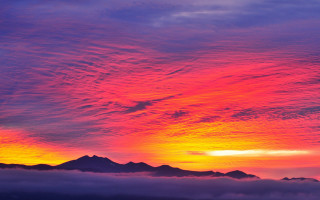 Colorful sunset clouds mountains plane - cloud and mountains free wallpaper