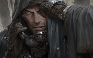 Man hooded jacket gun serious - mars ravelo and greg rutkowski free wallpaper