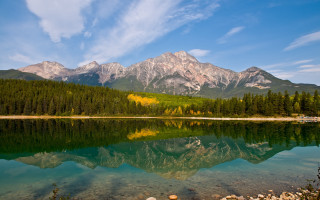 Mountain lake reflection forest sky 8 - clear free wallpaper for desktop