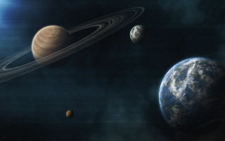 Space planet sky sun star - a group of planets free wallpaper for desktop