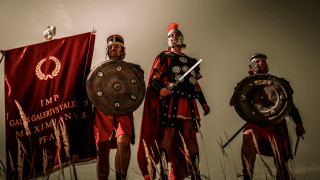 Roman armor shield flag banner - cinematic matte painting free wallpaper