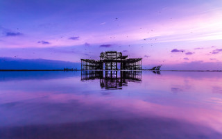 Pier lake purple sky birds - colin moss free wallpaper for desktop