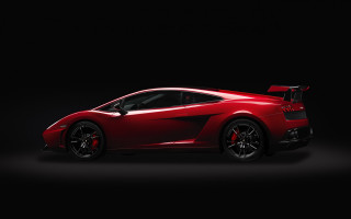 Red sports car dark room 27 - photorealism free wallpaper for desktop