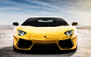 Yellow sports car parking lot 18 - a yellow sports car free wallpaper