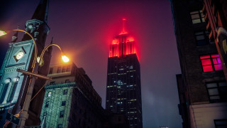 Clock tower night city lights - eric auld free wallpaper