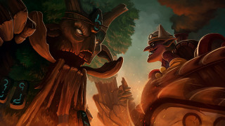 Man woman forest fire background - splash art free wallpaper