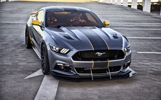 Mustang yellow stripe parked cobra - hood hood free wallpaper