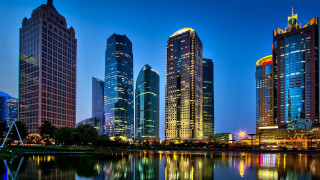 Tokyo city skyline lake night - cao buxing free wallpaper