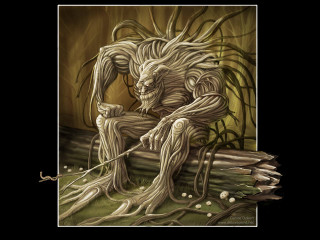 Creepy creature swamp log stick - epic fantasy character art free wallpaper