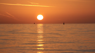 Sunset ocean sailboats clouds moon - sailboat free wallpaper