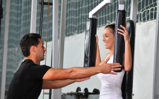 Man woman pullups gym barbell - institutional free wallpaper