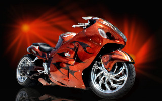 Red motorcycle black background red - airbrush free wallpaper
