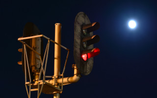 Traffic light full moon night - a traffic light free wallpaper