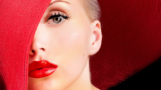 Red hat red lips photorealistic - red lipstick free wallpaper