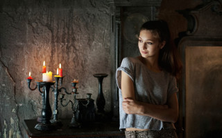 Gothic woman candles mirror dark - a mirror behind her free wallpaper for desktop