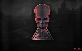 Skull triangle dark castle background - a castle in the background free wallpaper