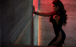 Woman black white dress wall - against a wall free wallpaper