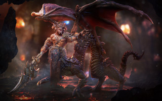 Demonic cave monsters sword demon - a couple free wallpaper