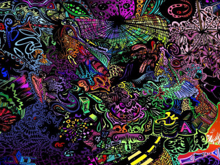 Woman colorful umbrella rain black - an abstract drawing free wallpaper