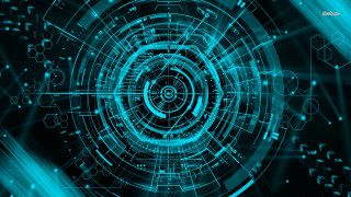 Blue abstract background circular design 2 - line and dots free wallpaper