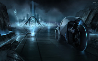 Futuristic vehicle night city bridge - a futuristic vehicle free wallpaper
