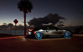 Car palm night hologram sky - fathi hassan free wallpaper