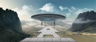 Futuristic landscape alien ship city - a futuristic landscape free wallpaper