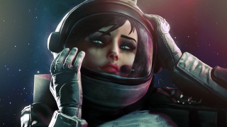 Space astronaut armor blue eyes - a woman in a space suit free wallpaper