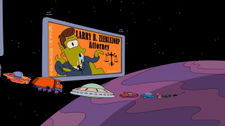 Cartoon man watching television spaceship - science fiction free wallpaper