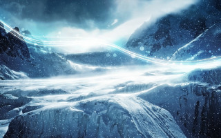 Snowy mountain landscape light aurora - cinematic matte painting free wallpaper