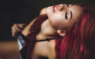 Woman red hair closed eyes - red hair free wallpaper