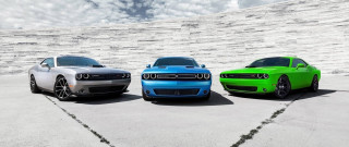 Three colored cars white brick - vibrant color free wallpaper