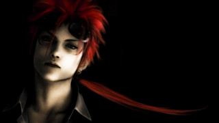 Redhair woman blackshirt ponytail jewelry - eizan kikukawa free wallpaper