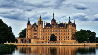 Neo gothic castle water trees - florence engelbach free wallpaper for desktop