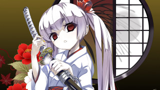 Anime girl white hair microphone - long white hair holding free wallpaper