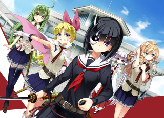 Anime girls red carpet building - a red carpet free wallpaper