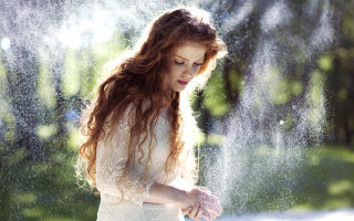 Woman white dress spraying water 2 - aileen eagleton free wallpaper for desktop